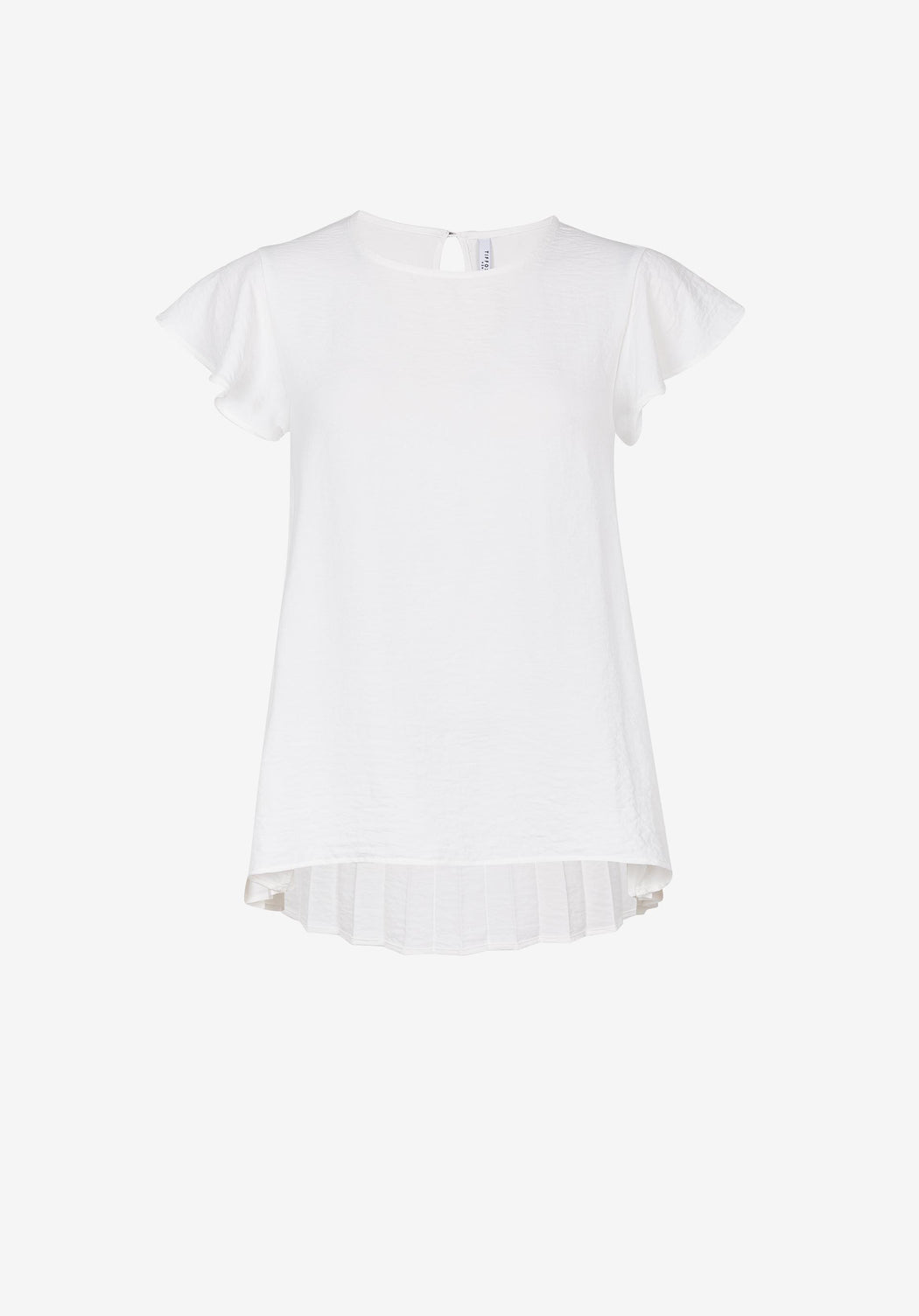 Kara ivory white dipped hem pleated back top