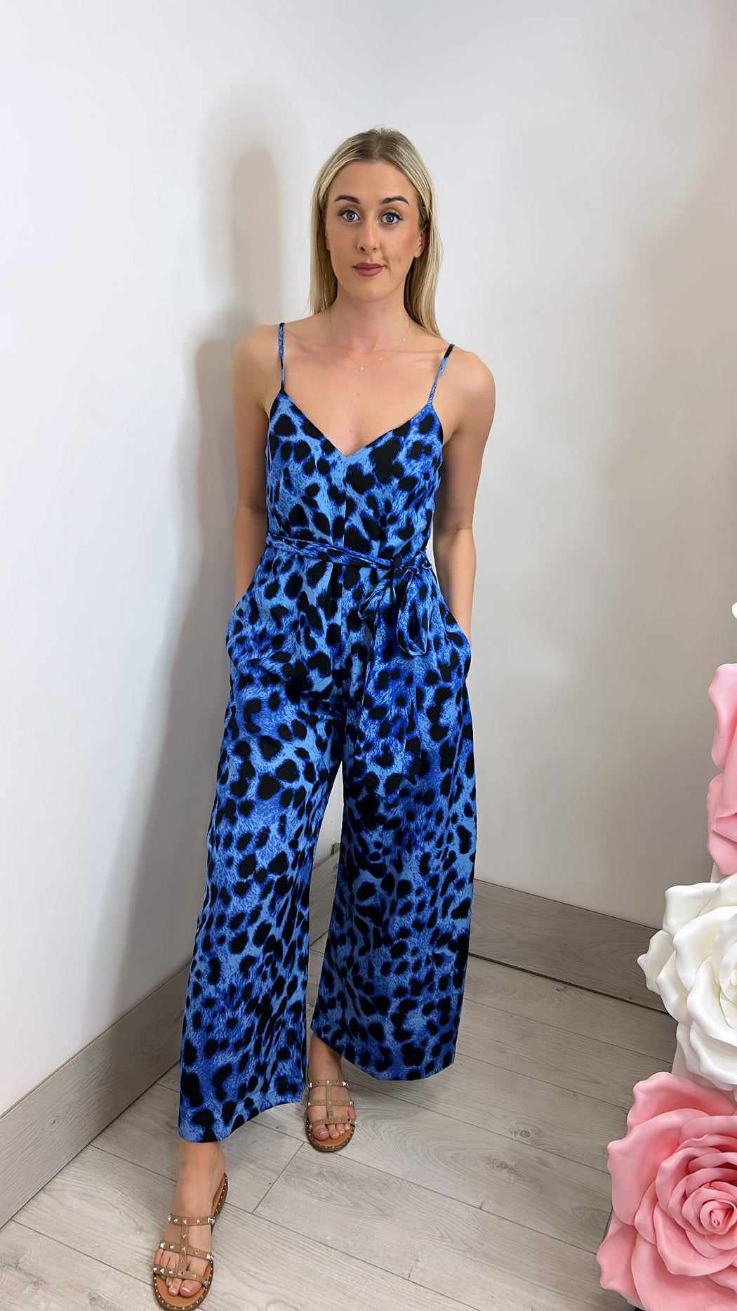 Gabriella jumpsuit dancing leopard  in Bright Blue Leopard