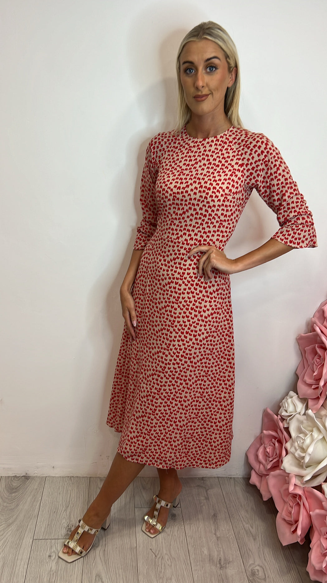 Hush red traffic heart print midi