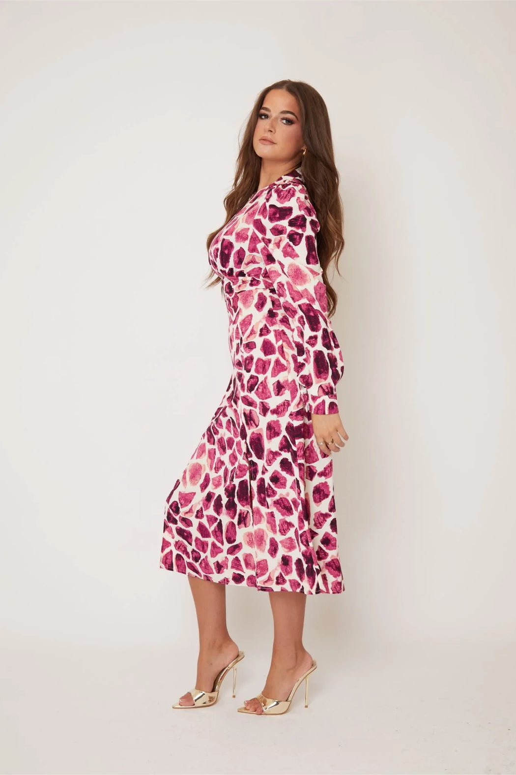 Cass Purple Giraffe Print Midi Dress