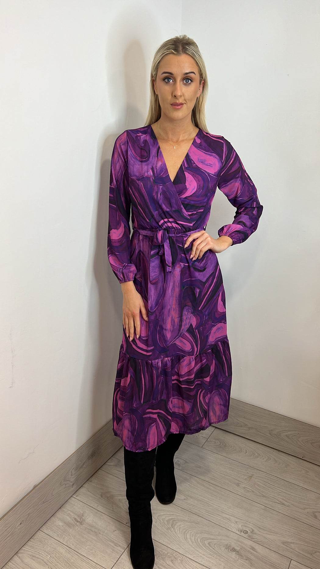 Purple Boho Midi Dress (no belt)
