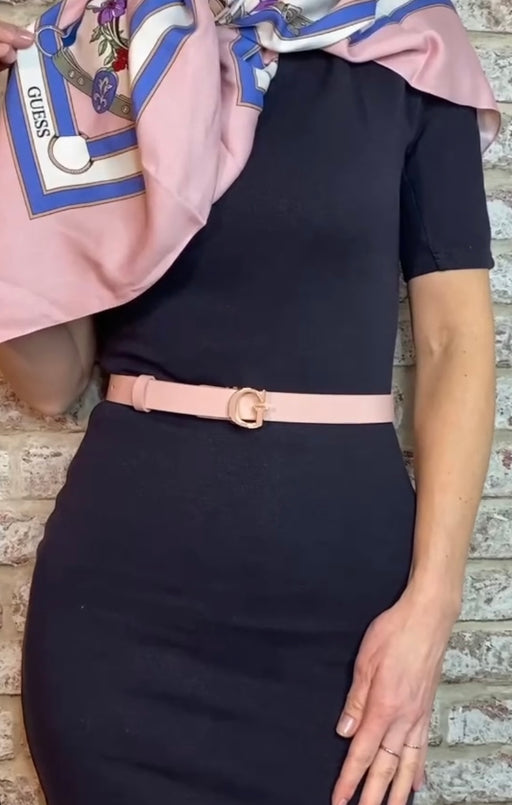 Blush pink guess logo belt