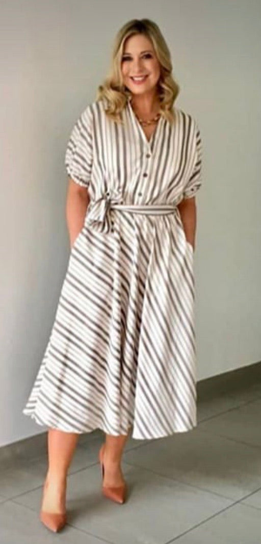 Lilly sale stripe pocket fit and flare dress