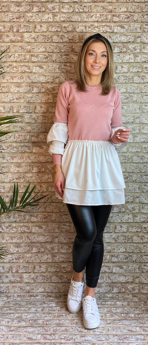 Jessica Blush peplum hem knit