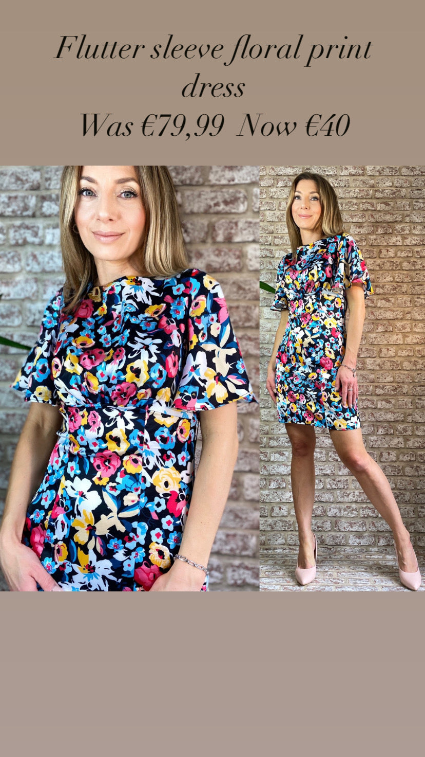 Cindy round neck floral print mini dress