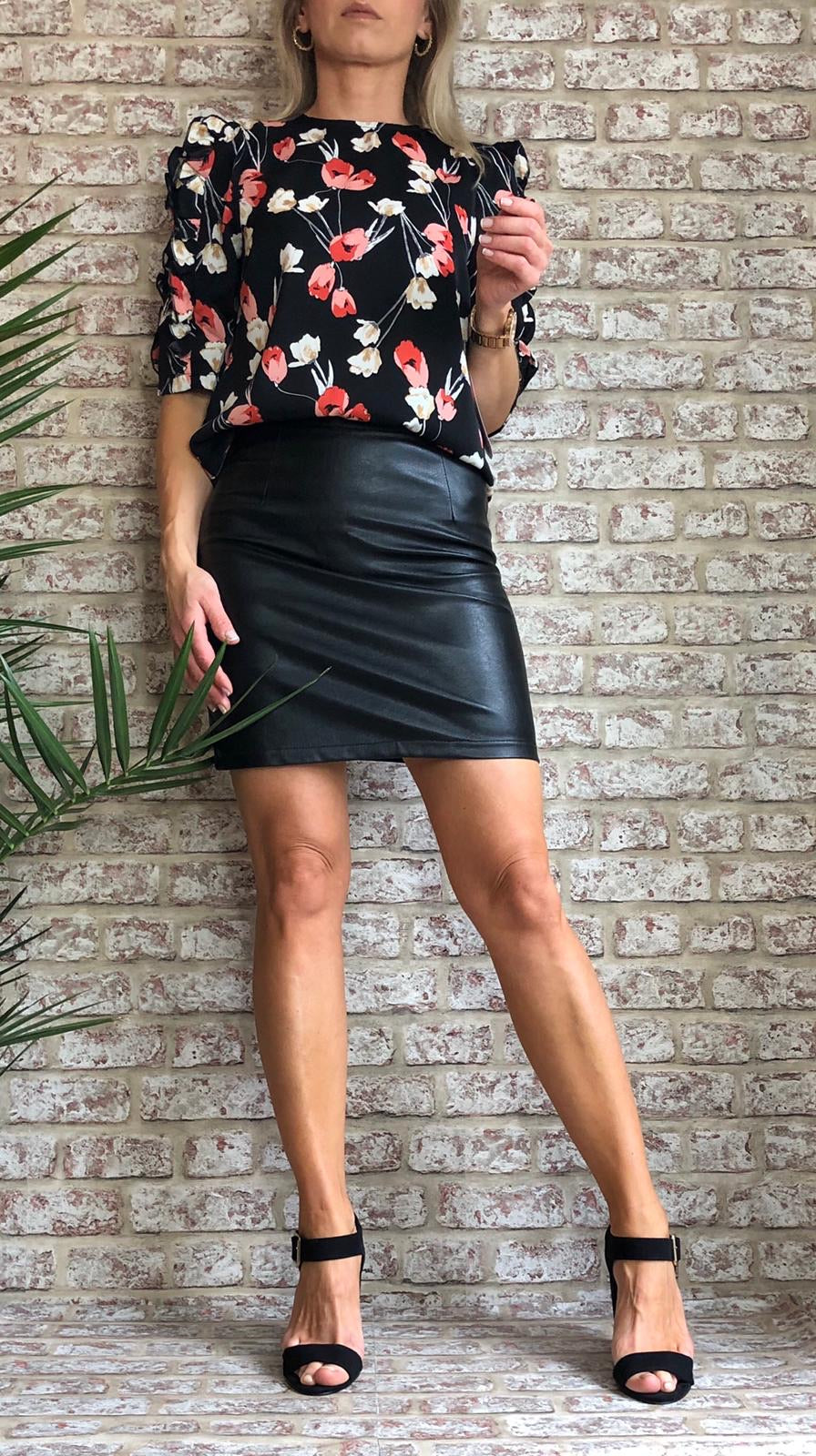 Black PU Leather Skirt