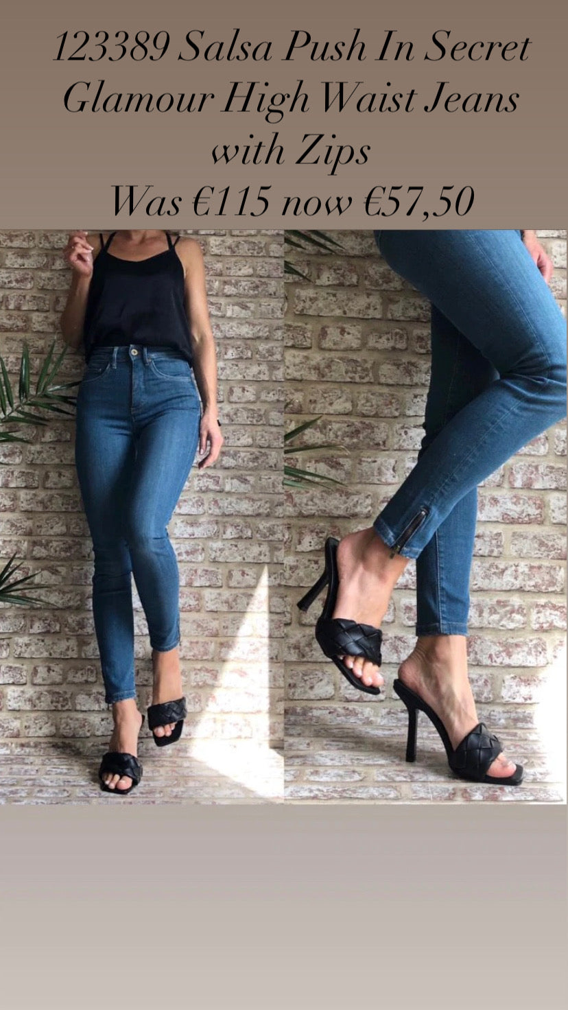 123389 Salsa Sale Push In Secret Glamour High Waist Jeans with Zips