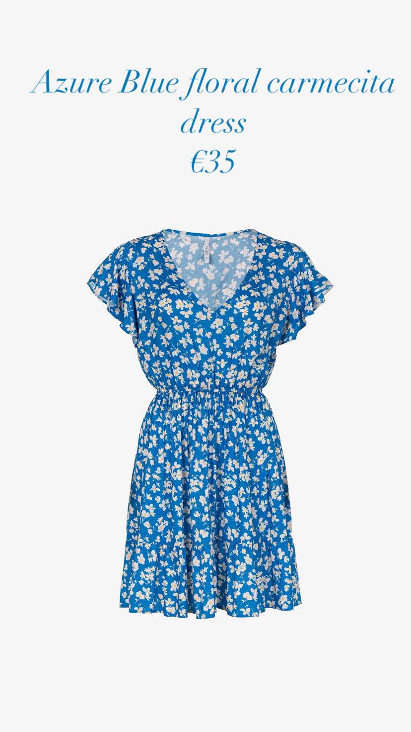 Azure Blue floral carmecita dress