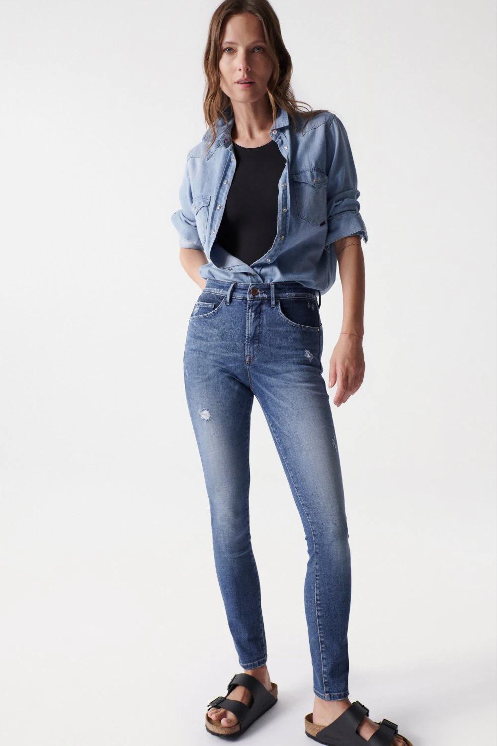 126673 salsa skinny push in secret jeans with wash detail
