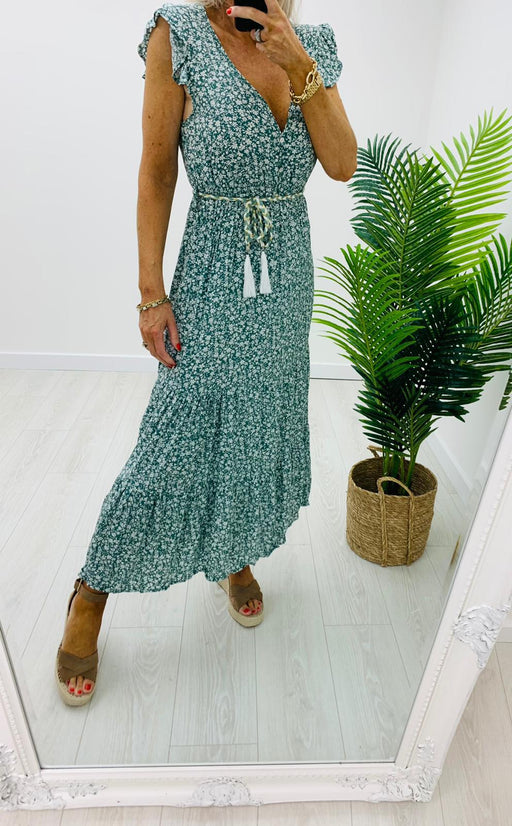 Green Rachael  floral midi