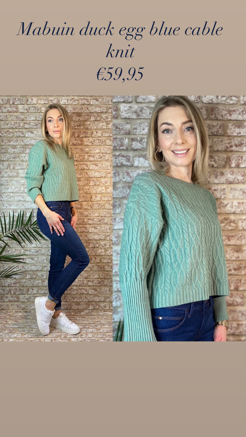 Mabuin duck egg blue cable knit