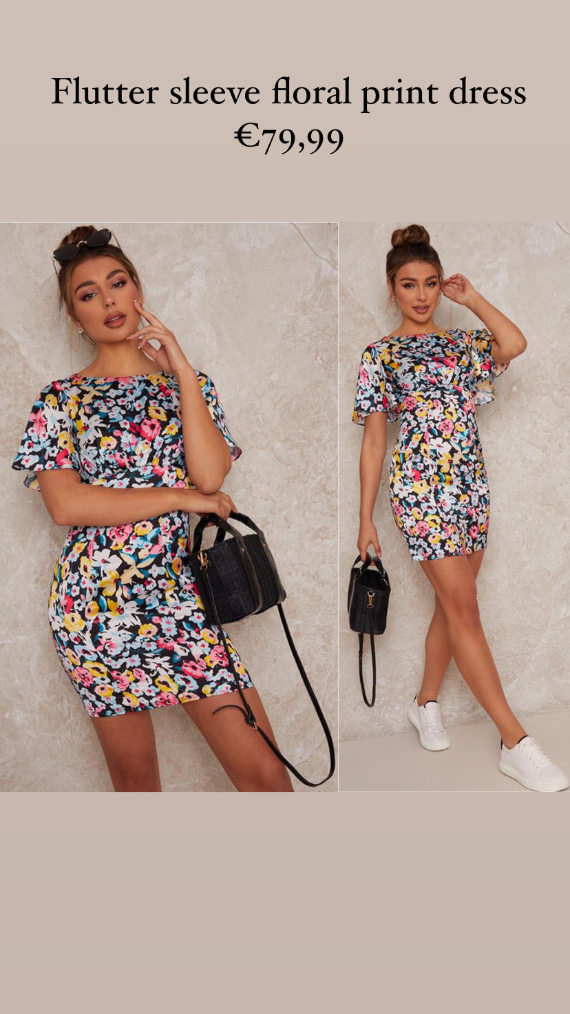 Cindy round neck floral print mini dress