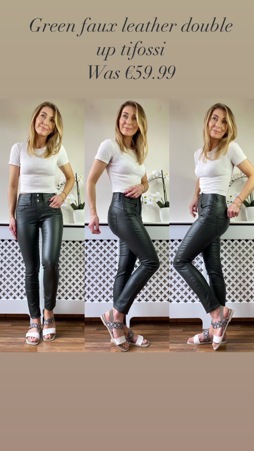 Green faux leather double up tiff sale