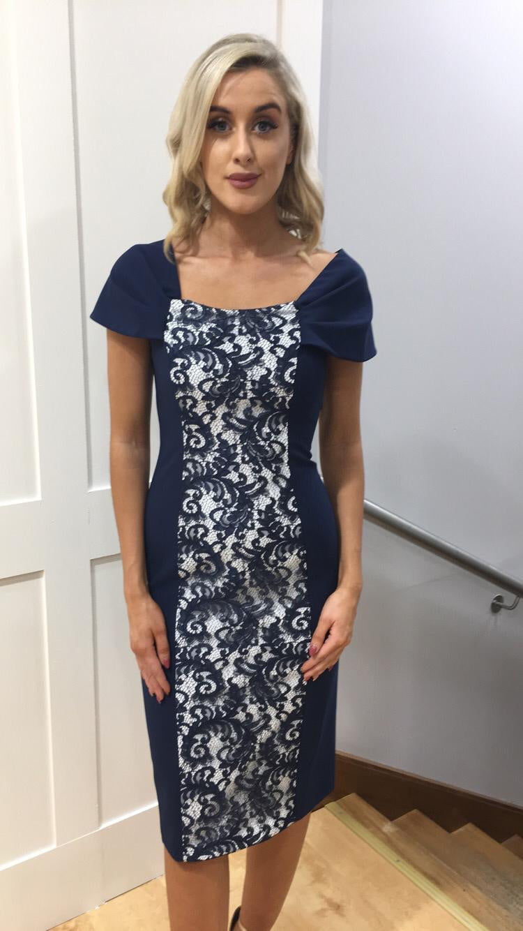 Lisa navy lace insert dress