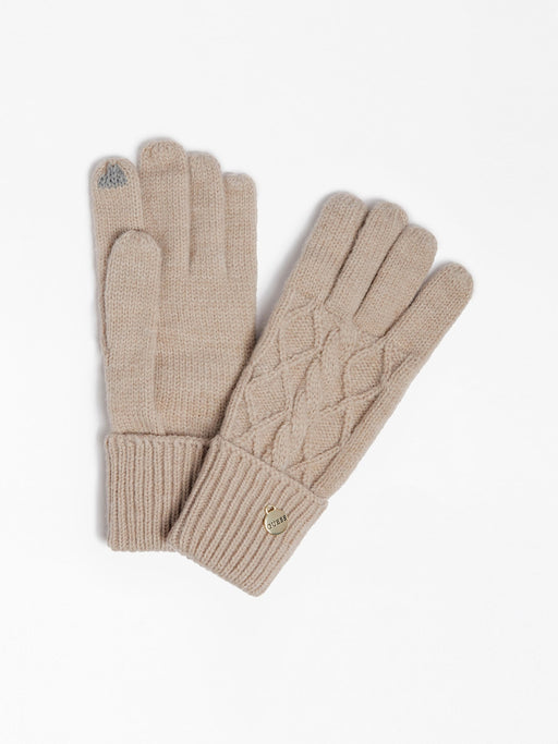 Guess latte cable knit gloves