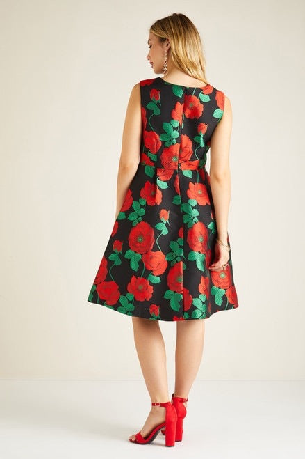 Multi Jacquard Rose Dress