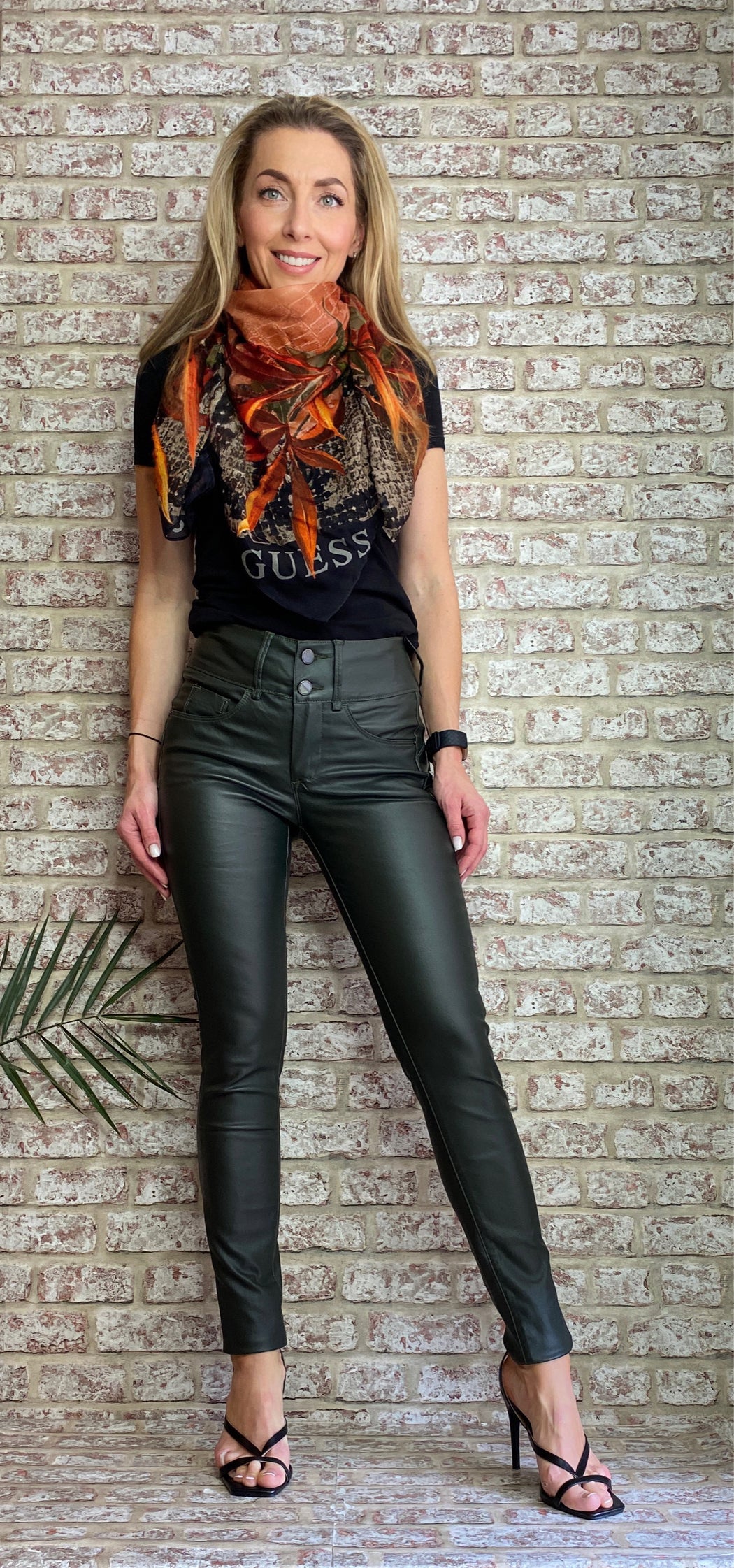 Green faux leather double up tiff sale