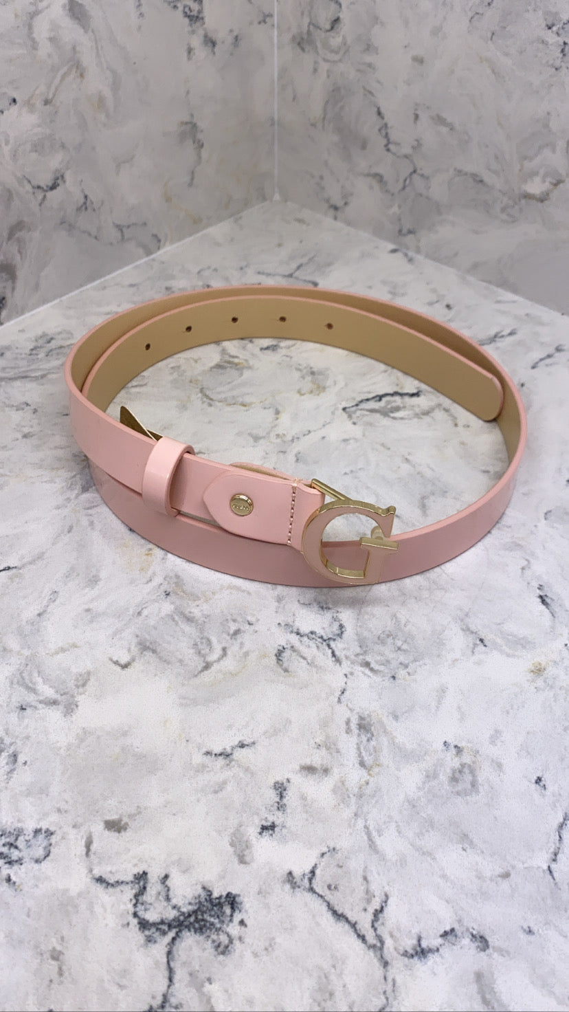 BW7578VIN25 Blush pink guess logo belt