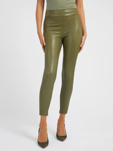 Green Priscilla guess faux leather trousers