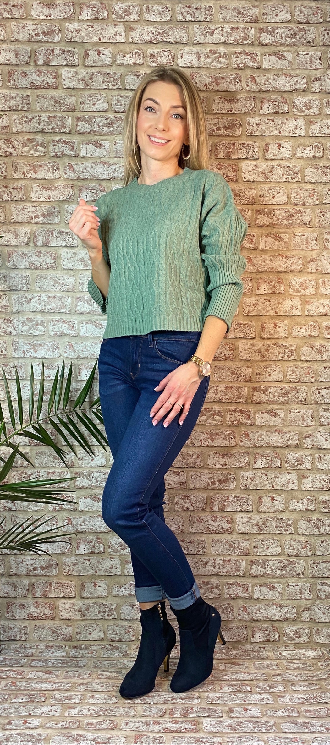 Mabuin duck egg blue cable knit
