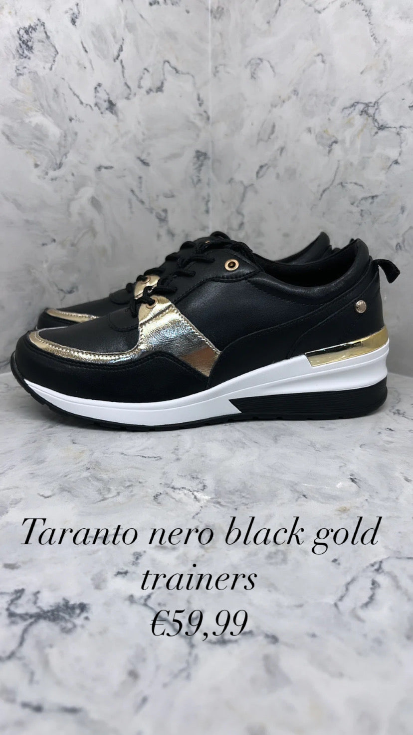 Taranto nero black gold trainers