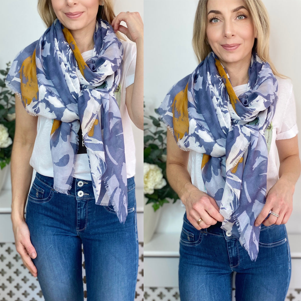 Lorena blue print scarf