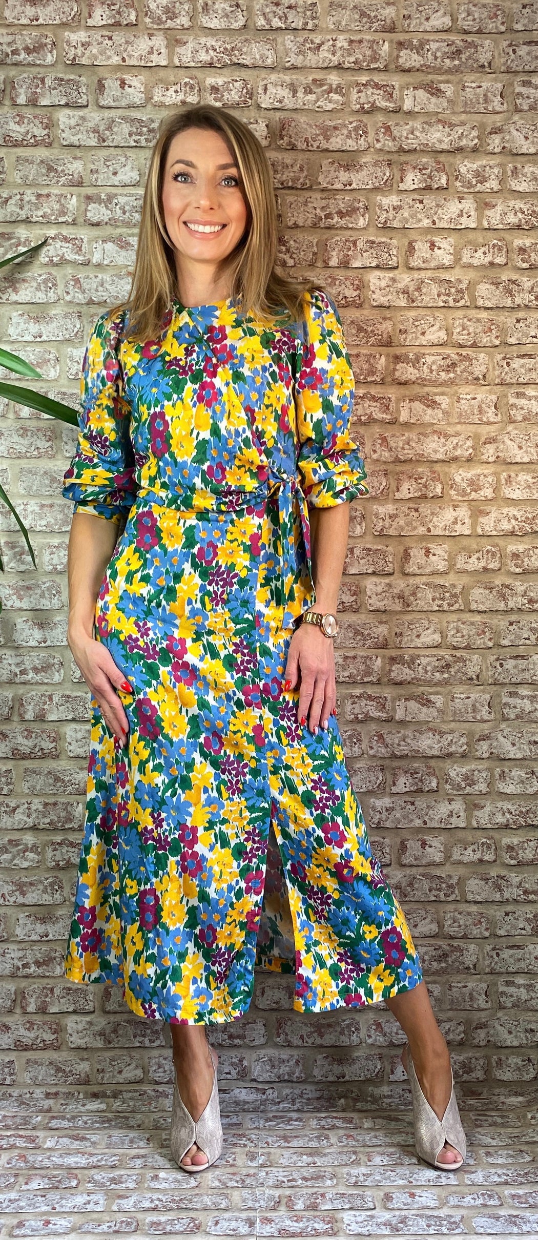 AlICE PUFF SLEEVE FLORAL MIDI closet sale