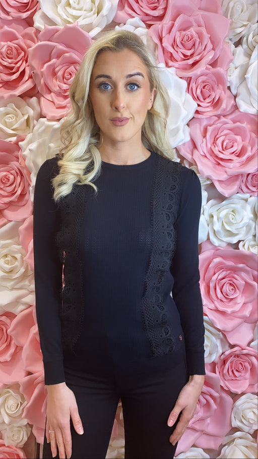 Black Robyn lace panel knit sale