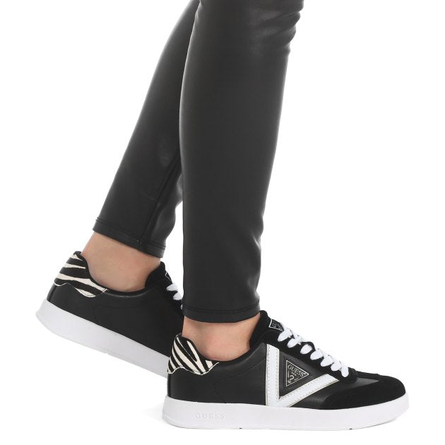Guess Black white Sole Trainer With Zebra print insert
