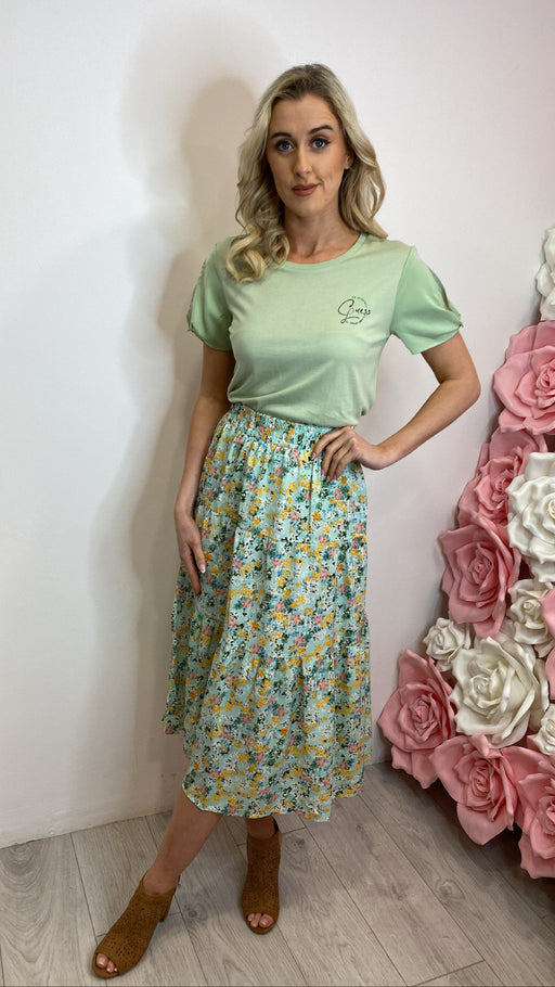 Mint may floral skirt rr