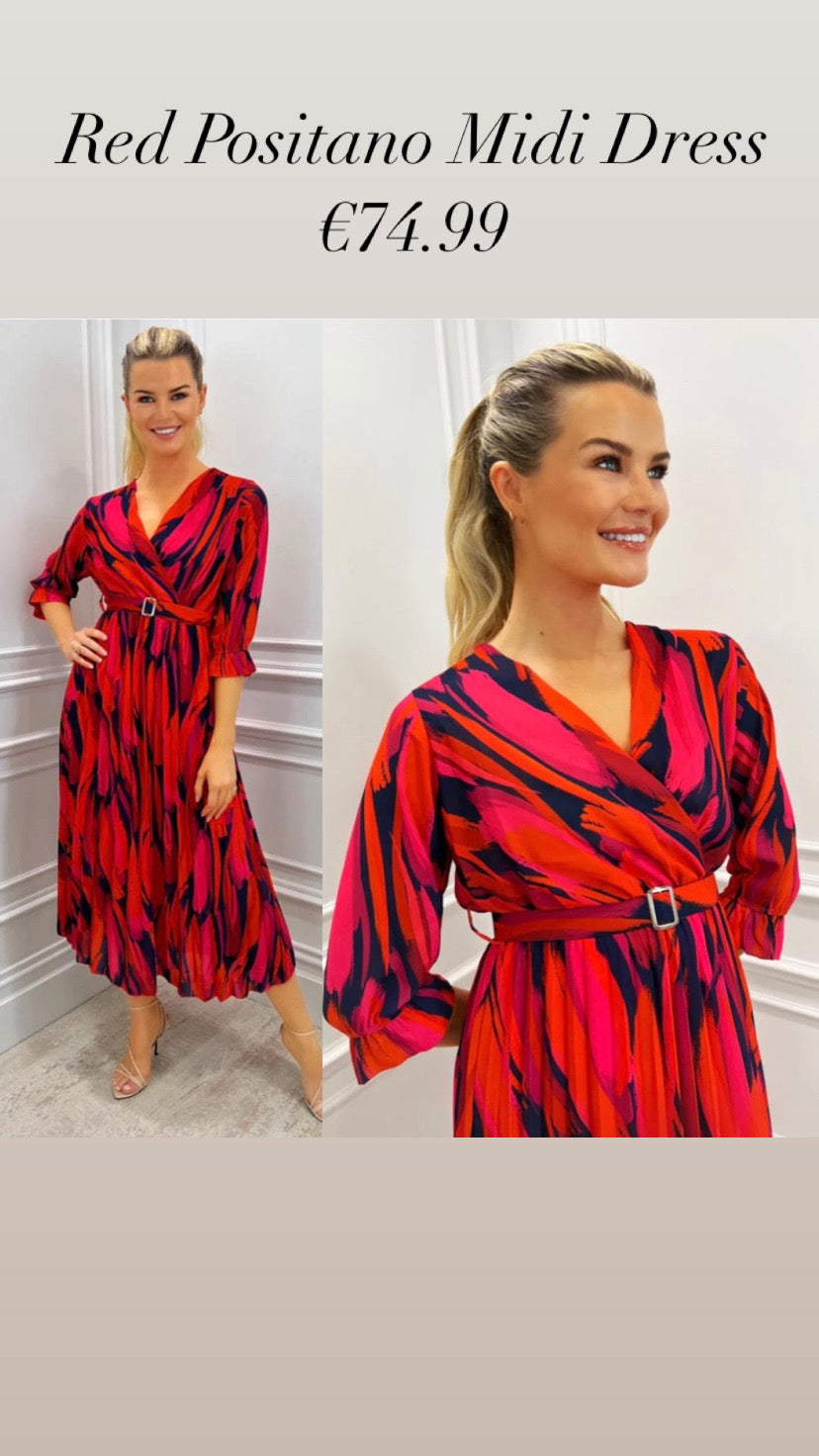 Red Positano Midi Dress