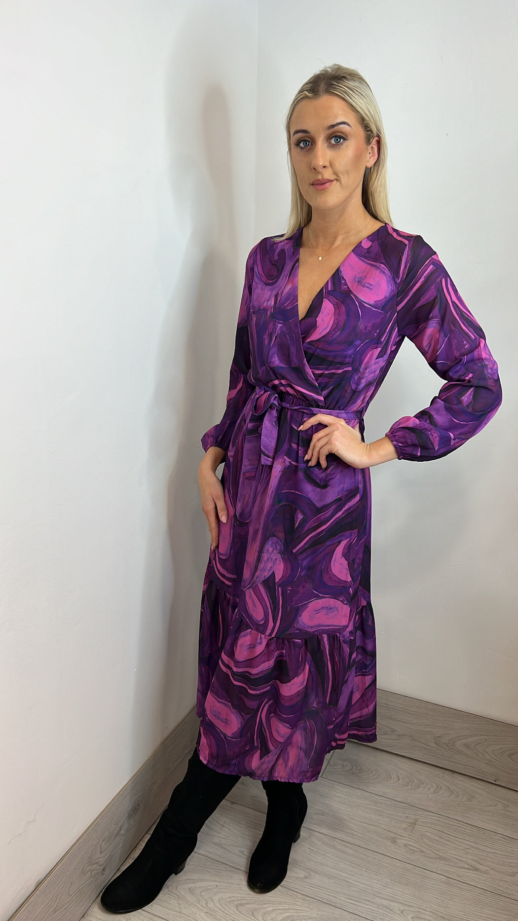 Purple Boho Midi Dress (no belt)