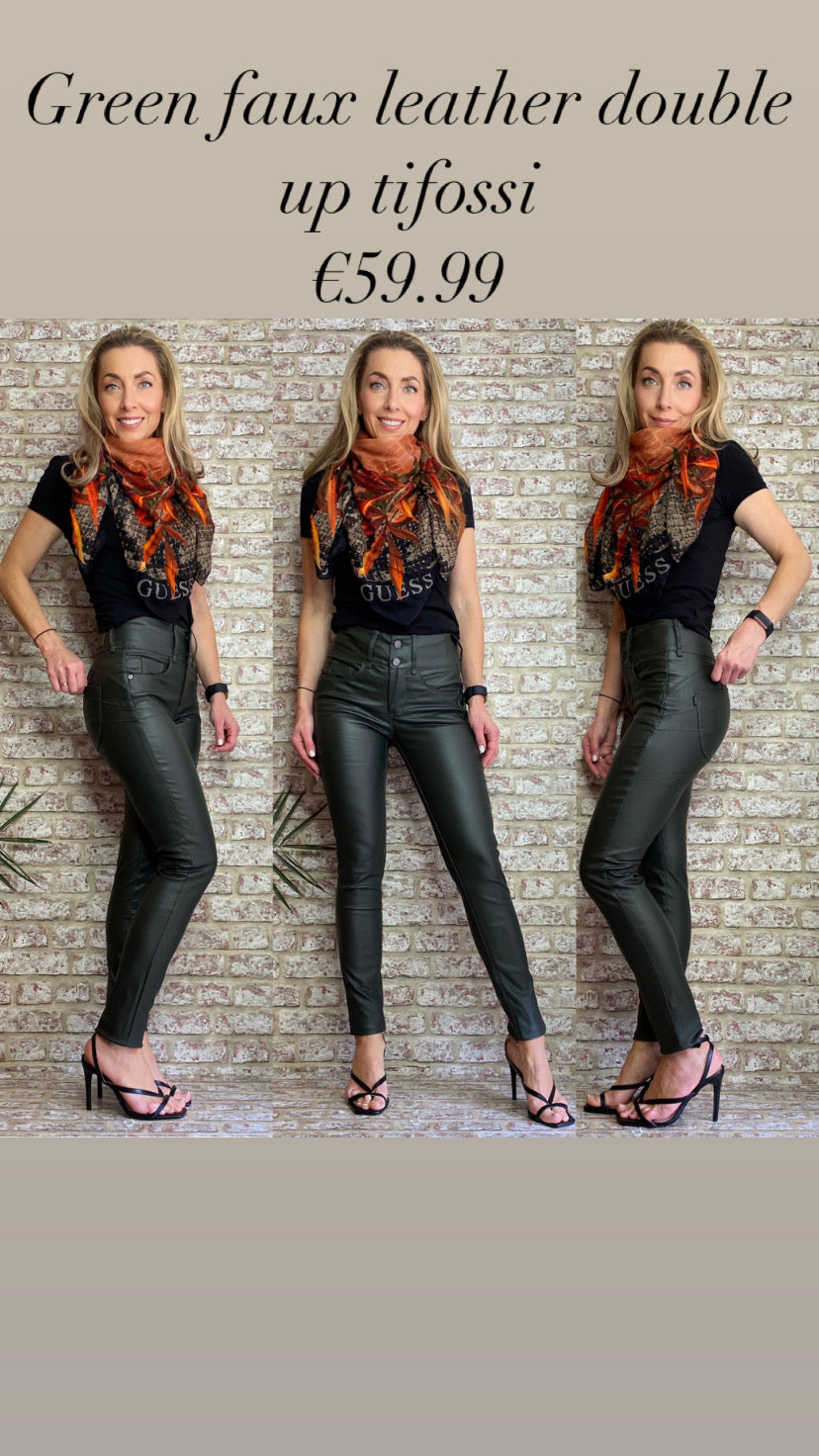 Green faux leather double up tiff sale