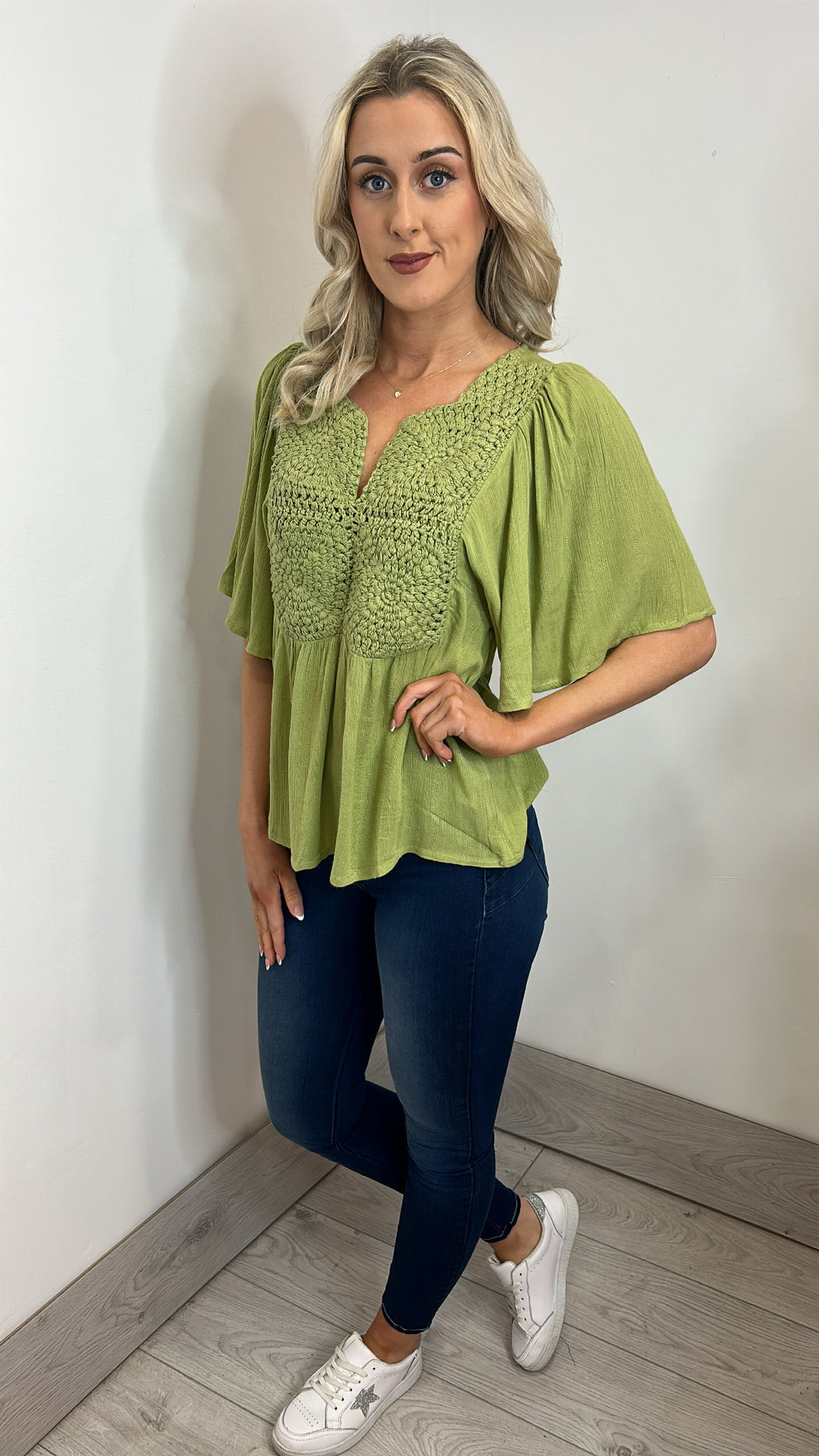 Totem green embroidered top
