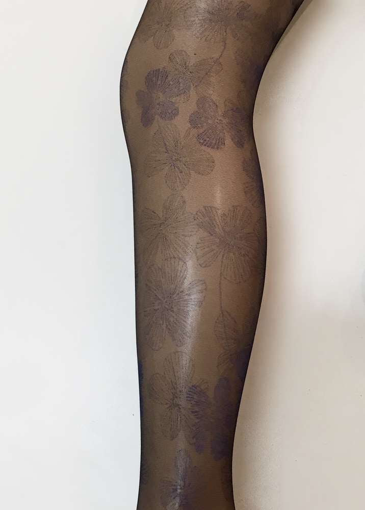 3583 floral tights in black