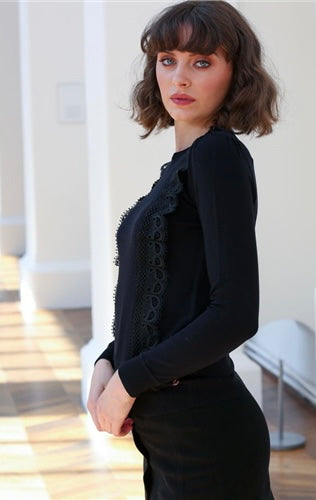 Black Robyn lace panel knit sale