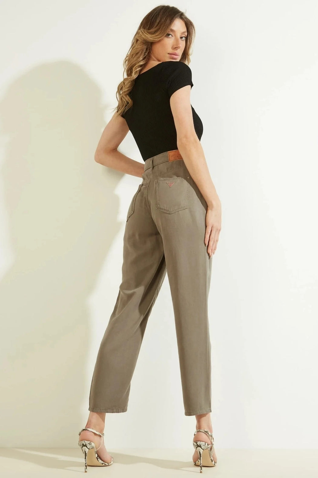 Guess khaki high waist mom jeans