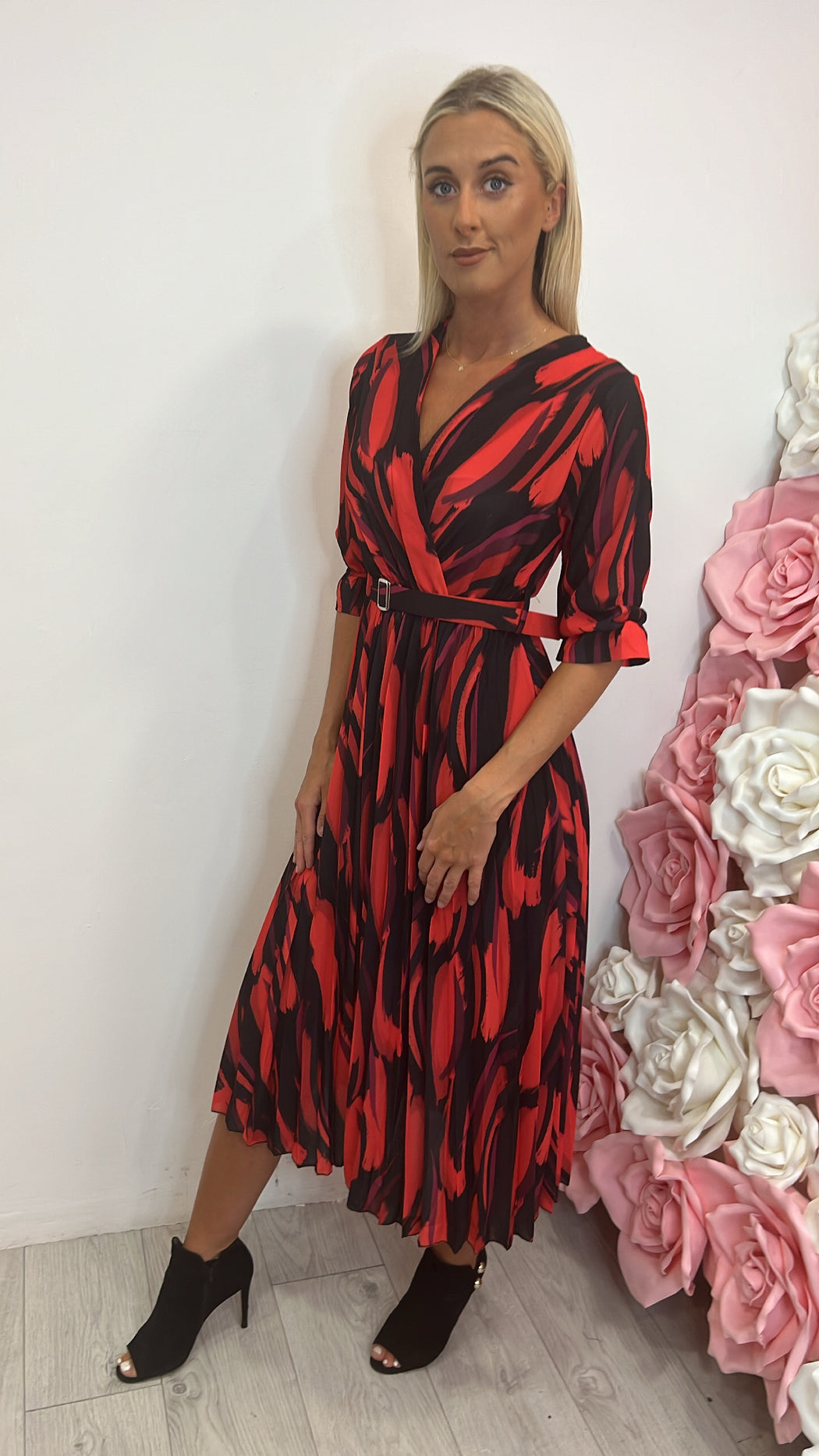 Red Positano Midi Dress