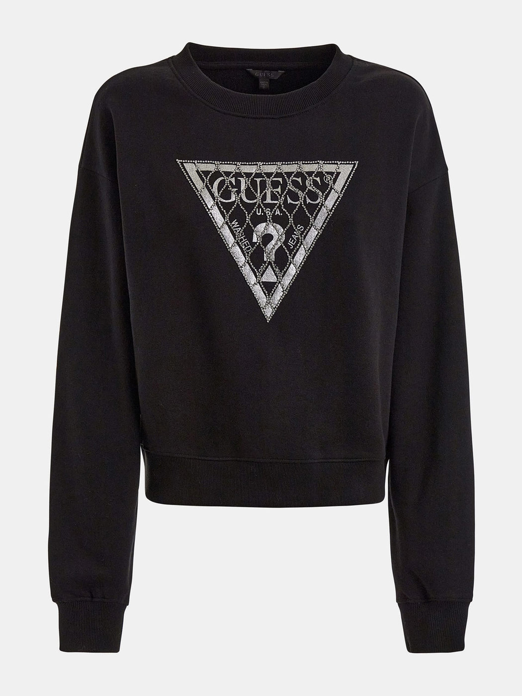 guess black crystal logo sweater