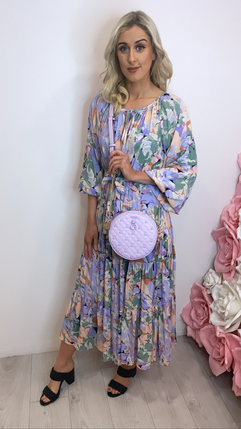 Purple peach Woodstock traffic Boho style dress