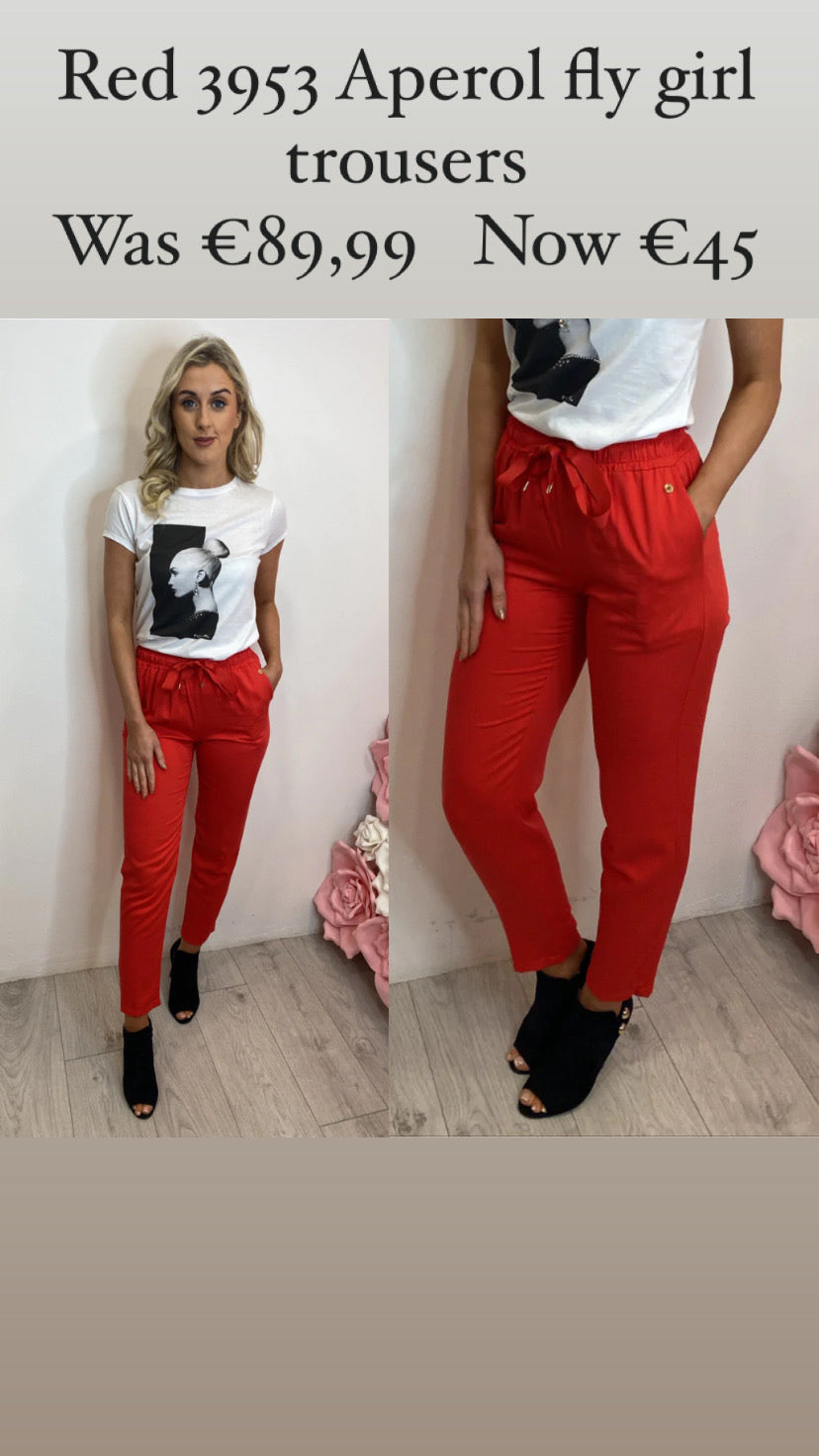 Red 3953 sale Aperol fly girl trousers