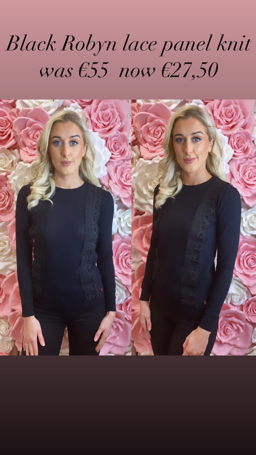 Black Robyn lace panel knit sale