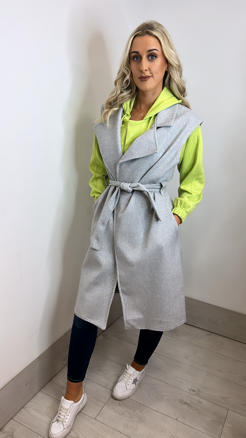 Grey sleeveless jacket