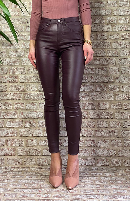 Rosanna rant and rave leather look wine skinnies