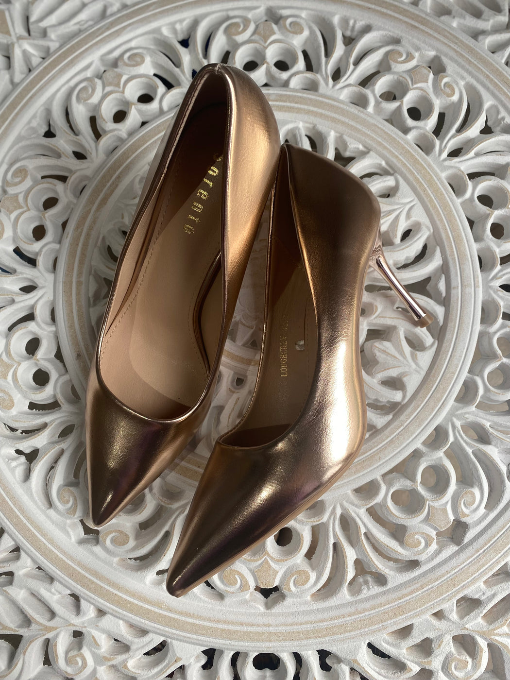 Loughcrew rose gold heels